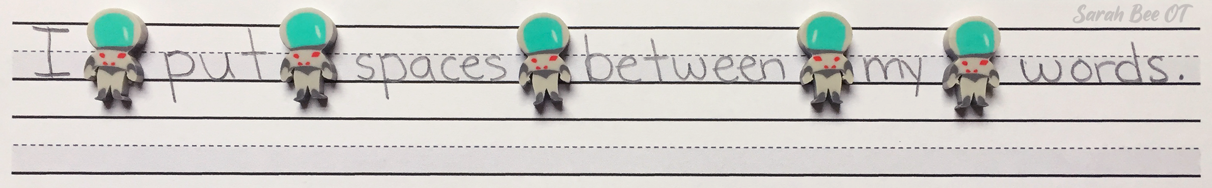 word spacing with mini erasers